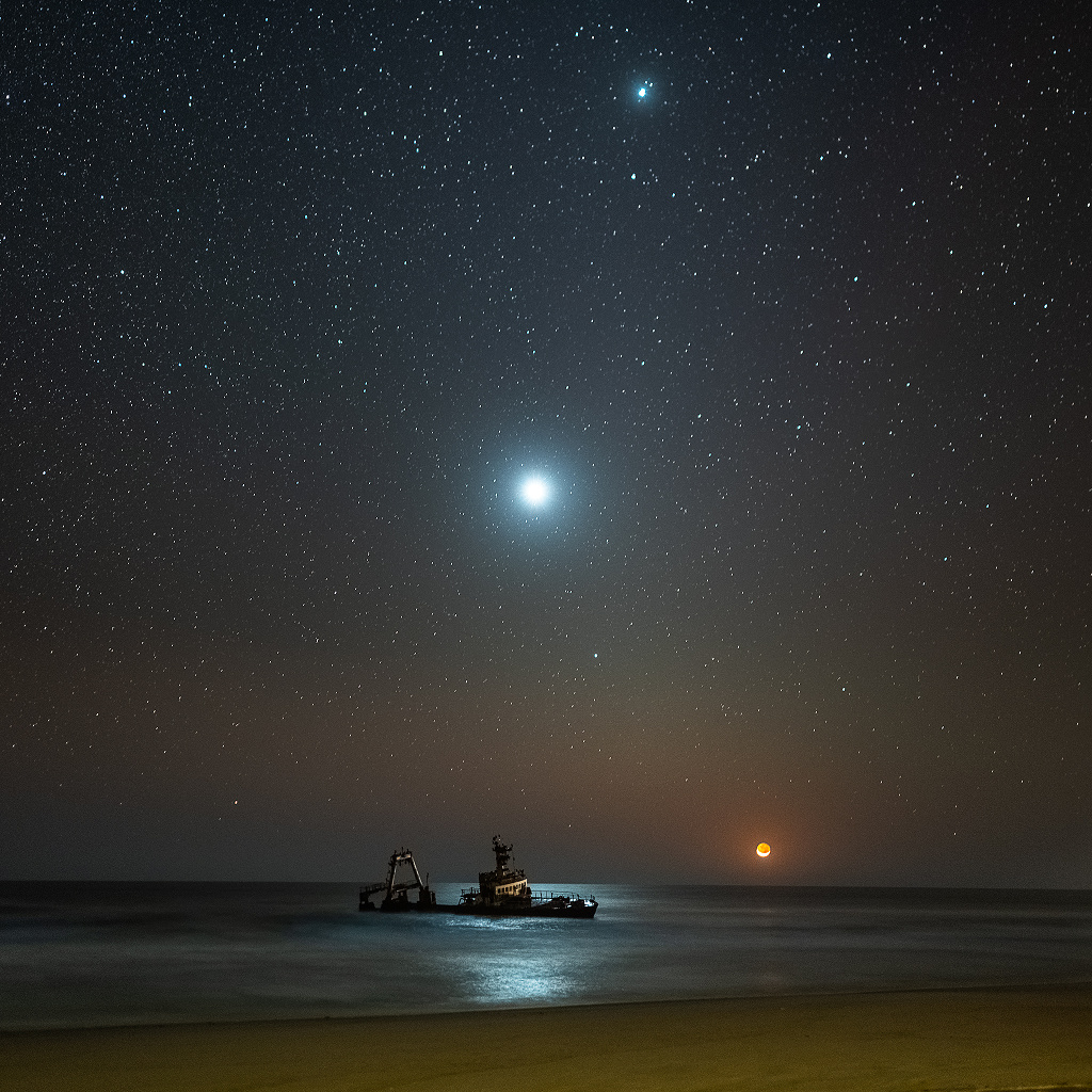 Shipwreck at Moonset