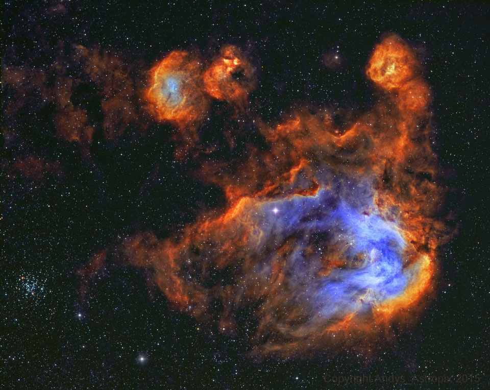 Stars and Gas of the Running Chicken Nebula