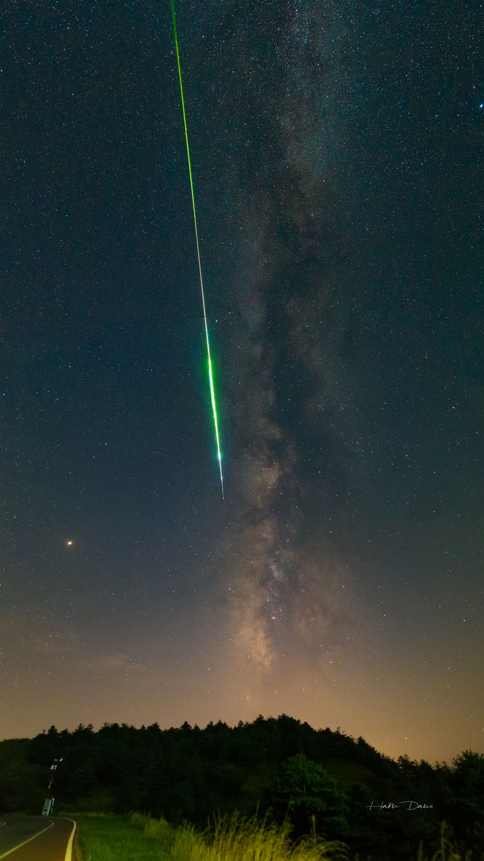 A Perseid Fireball and the Milky Way