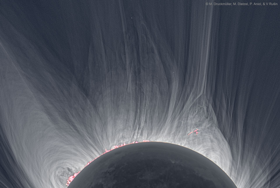 Detailed View of a Solar Eclipse Corona