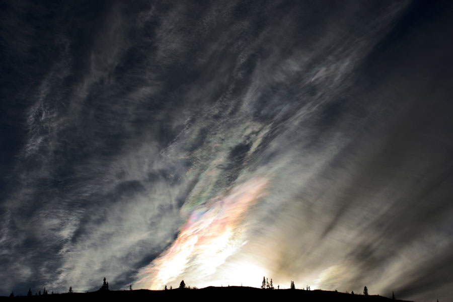Iridescent Clouds from the Top of the World Highway