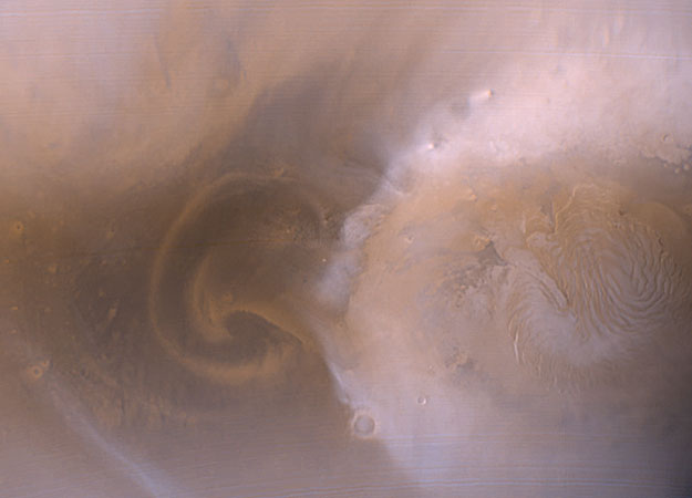 A Polar Martian Dust Storm