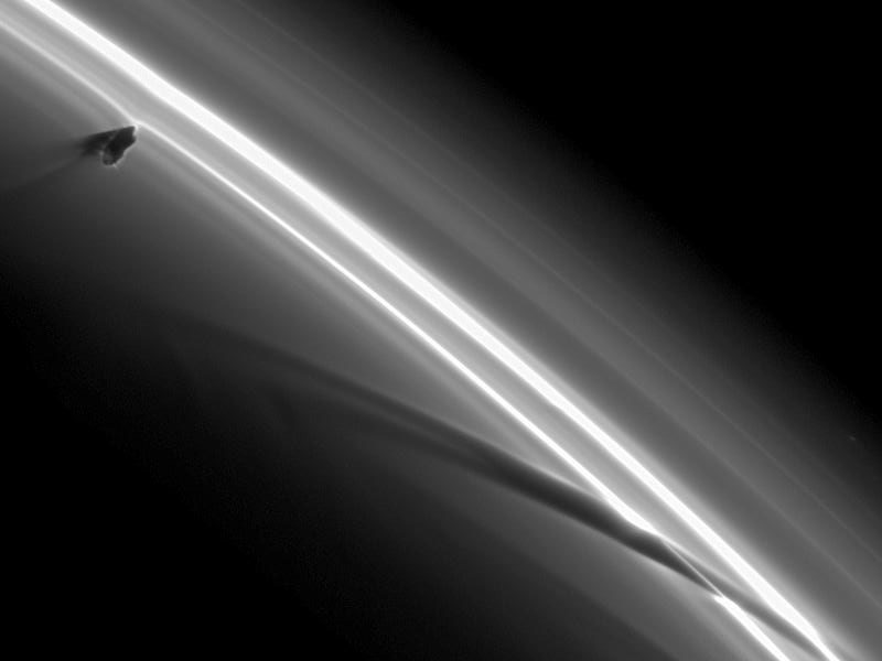 Prometheus Creating Saturn Ring Streamers