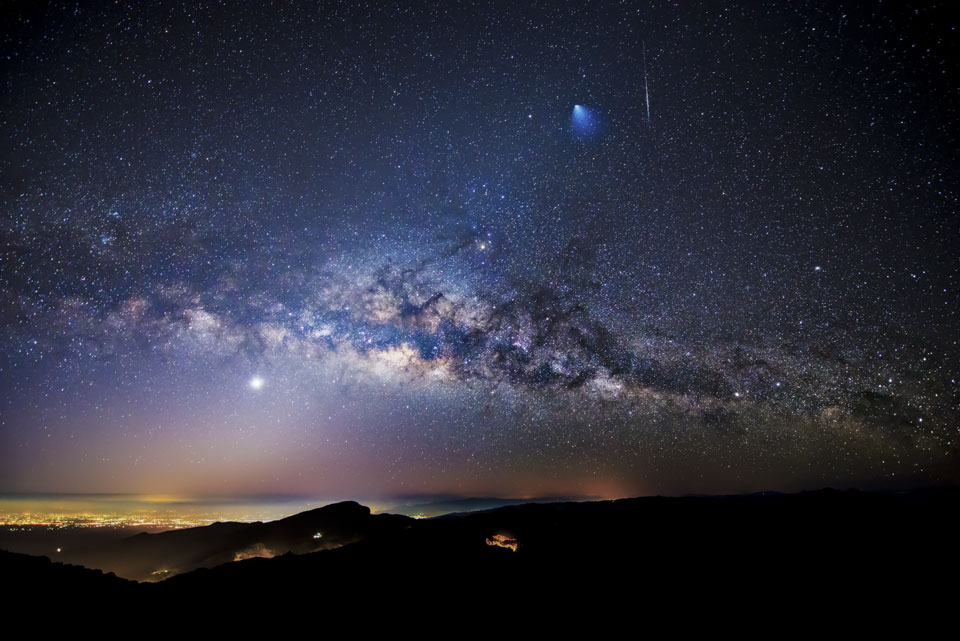 Rocket, Meteor, and Milky Way over Thailand