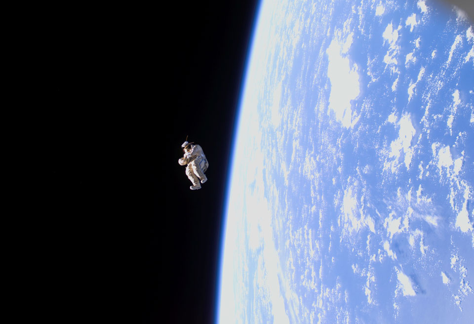SuitSat-1: A Spacesuit Floats Free