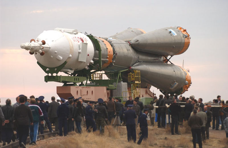 Rollout of a Soyuz TMA-2 Aboard an R7 Rocket